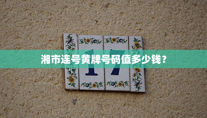 湘市连号黄牌号码值多少钱？