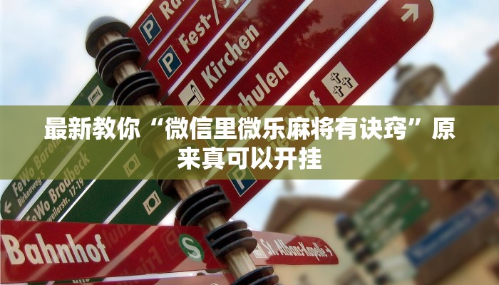 最新教你“微信里微乐麻将有诀窍”原来真可以开挂