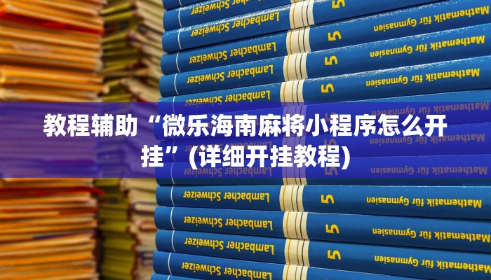教程辅助“微乐海南麻将小程序怎么开挂”(详细开挂教程)