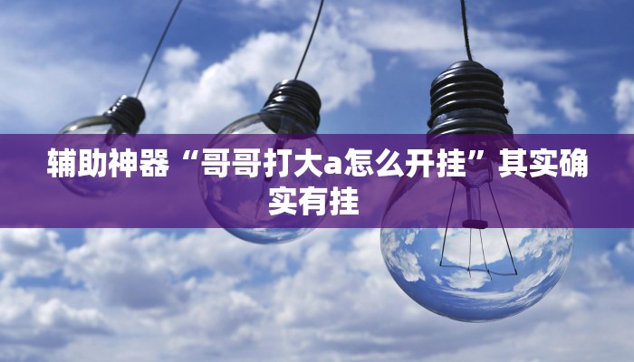 辅助神器“哥哥打大a怎么开挂”其实确实有挂 