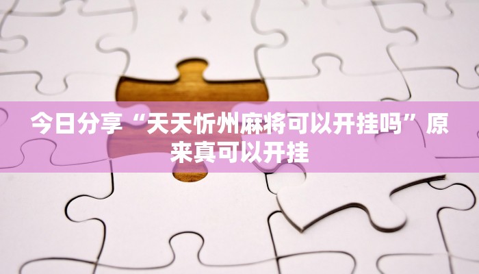 今日分享“天天忻州麻将可以开挂吗”原来真可以开挂