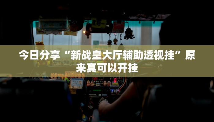今日分享“新战皇大厅辅助透视挂”原来真可以开挂