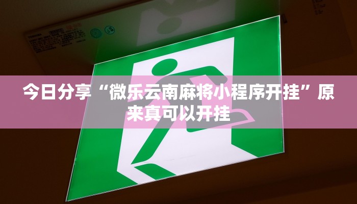 今日分享“微乐云南麻将小程序开挂”原来真可以开挂