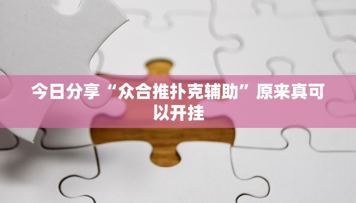 今日分享“众合推扑克辅助”原来真可以开挂